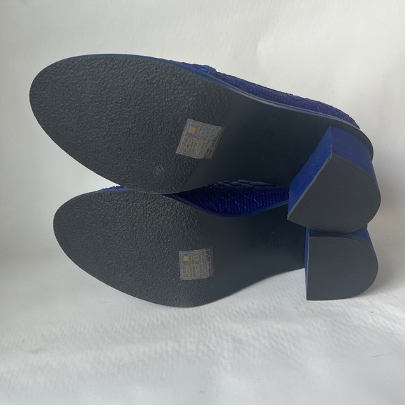 United Nude Fold Blue Marine Python Block Heel Leather Casual Booties 7 - Picture 13 of 15